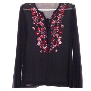 Sheer long sleeve shirt, size L